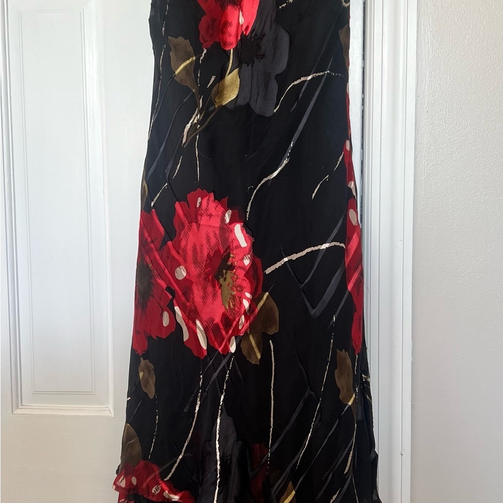 Vintage Floral Black and Red Women's Skirt S - Picture 3 of 10